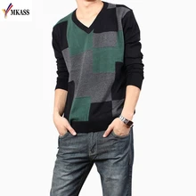 Новинка, модный бренд, мужской свитер, Повседневный, круглый вырез, тонкий, хлопок, вязанный, высокое качество, мужской свитер, пэчворк, пуловер, мужская рубашка