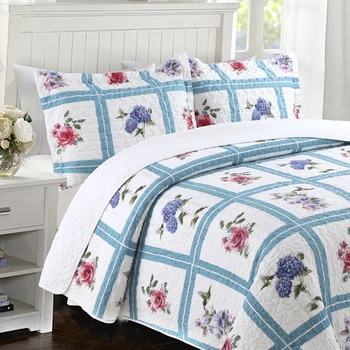 

240*260cm Bedspreads Quilt Set 3pcs Vintage Quilts For Double Bed Patchwork Cotton Coverlets Pillowcase King Queen Size Blanket