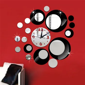 

2 Styles Circular art scale Wall Clock Frame Mirror Surface Wall Stickers Children Bedroom 3D DIY Wall Decoration Detachable Art