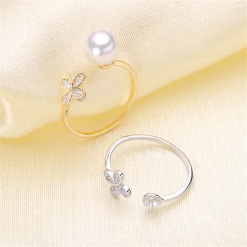 

Adjustable Ring Jewelry Parts Fittings Silver Accessories Ring Settings Findings Set Base Component Pearl Ring Women Nice Gift