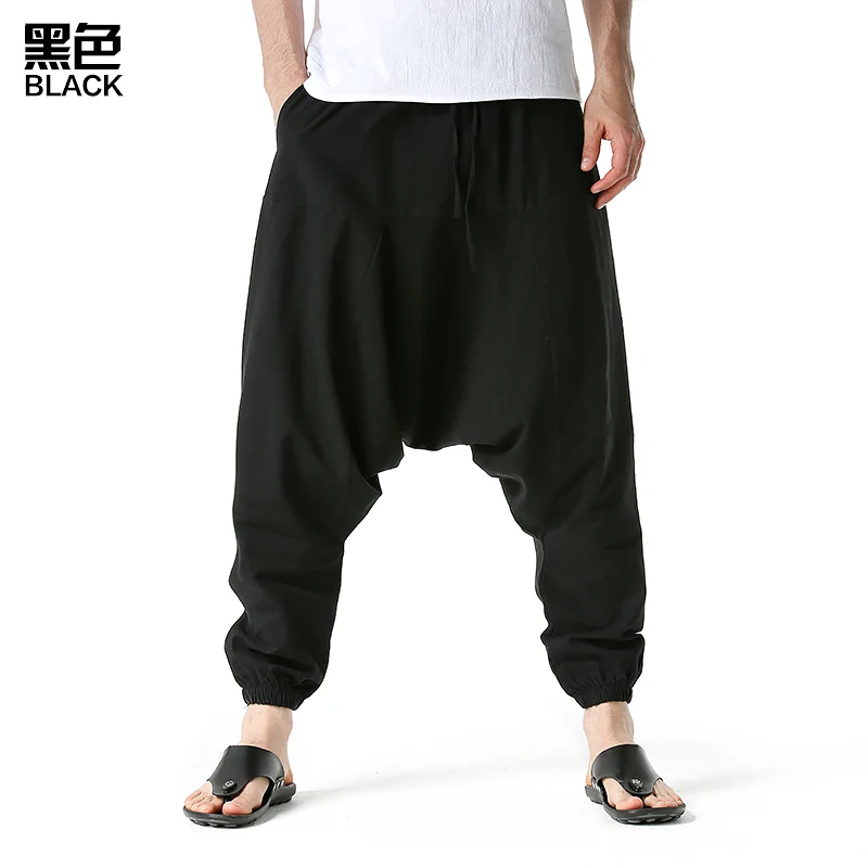 Línea de algodón Pantalones Hombre Algodón Lino Joggers Hombres