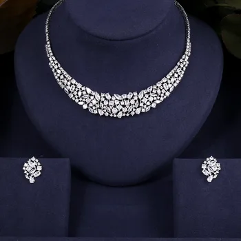 

Nigeria 2pcs Bridal Zirconia Jewelry Sets For Women Party, Luxury Dubai Nigeria CZ Crystal Wedding Jewelry Sets
