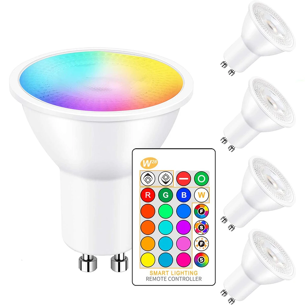 GU10 Remote Control Lamp RGB LED Bulbs 5W RGBWW/RGBW Dimmable LED Lights Colorful Changing Bulb Led Lampada Home Party Decor