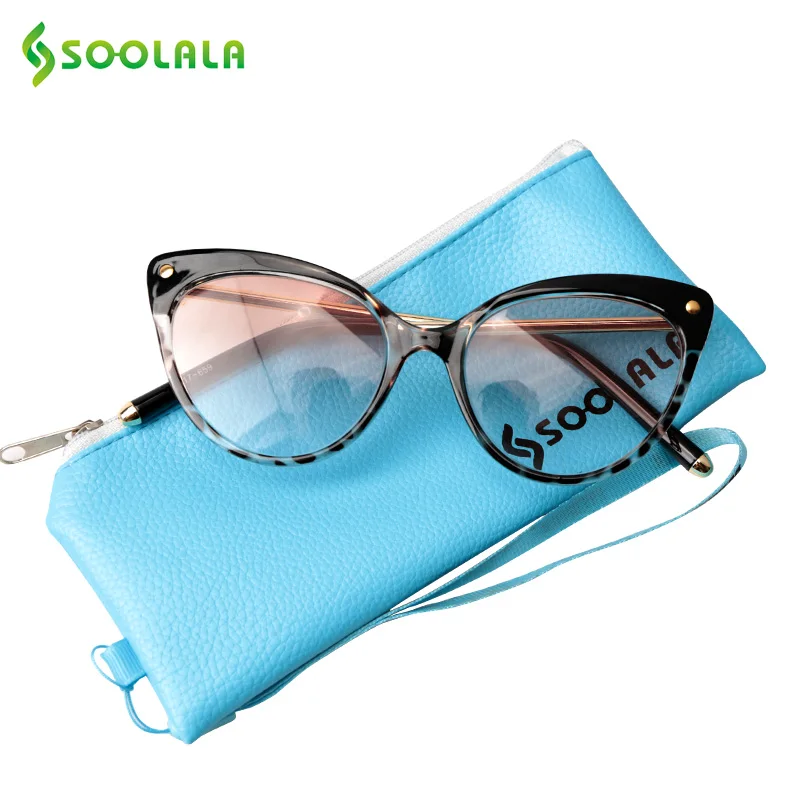 Цена SOOLALA TR90 кошачий глаз очки для чтения с анти голубым светом женские полуоправы пресбиопические очки для чтения защита компьютера