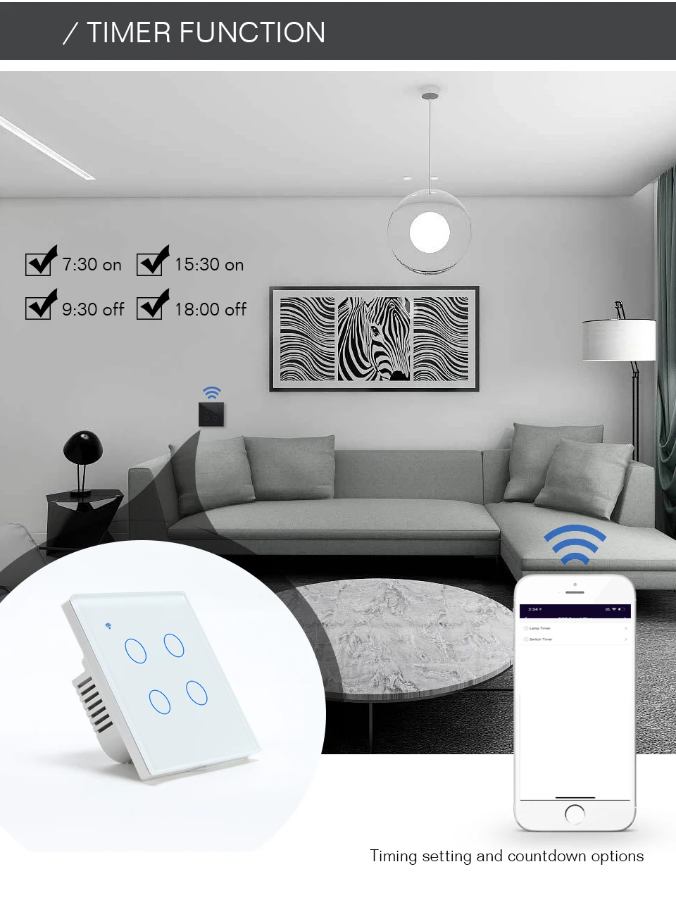 ЕС, Великобритания 1 банда 1 2 способ Wifi настенный переключатель беспроводной дистанционный светильник реле приложение Сенсорное управление Умный переключатель работа с Alexa Google Home
