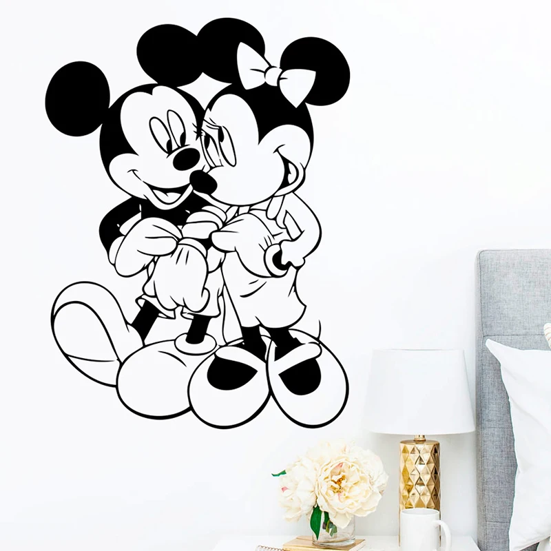 Cartoon Disney Mickey Minnie Mouse Wall Stickers DIY Design For Home Decoration Vinyl Art Removable Poster Mural Ornament Decals