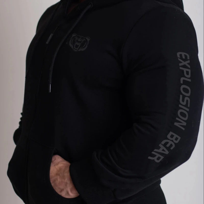 Осенние мужские тренажерные залы Толстовка Фитнес футболка для бодибилдинга Мужская быстросохнущая футболка для йоги Высококачественная хлопковая толстовка одежда