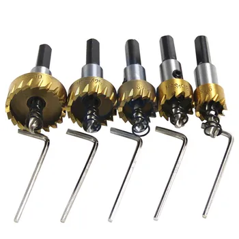 

5pc 16-30mm Titanium Plated HSS Hole Saw Cutter Drill Bits Set Opener Cutter Holesaw Aluminum Iron Stainless Steel Plate