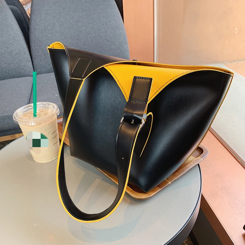 

NEW Brand Simple Bucket Bag Women Handbags and Purse Quality Leather Designer Fashion Chic Large Shoulder Bag Bolsos tote