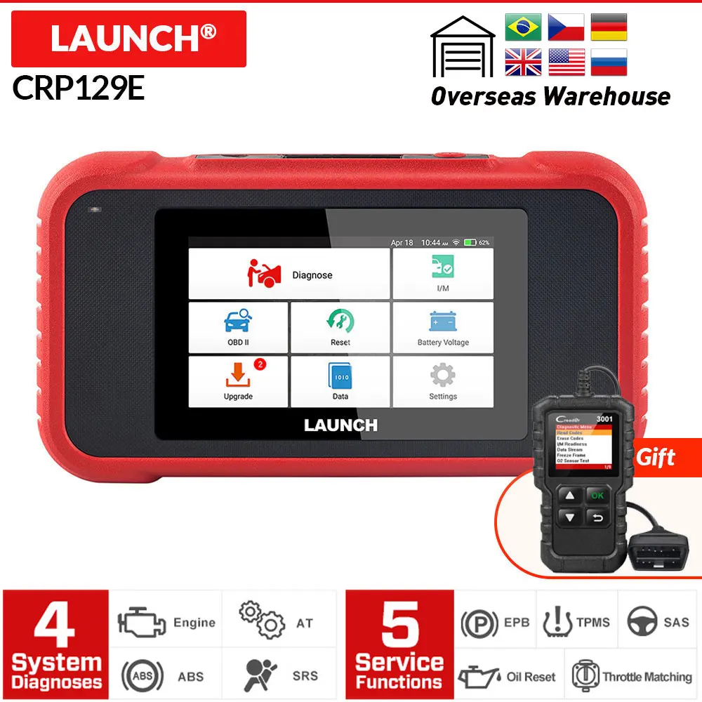 

LAUNCH X431 CRP129E Engine ABS SRS AT with Brake Oil SAS ETS TMPS Reset PK CRP123 NT650 CRP129X OBD2 scanner Auto diagnostic