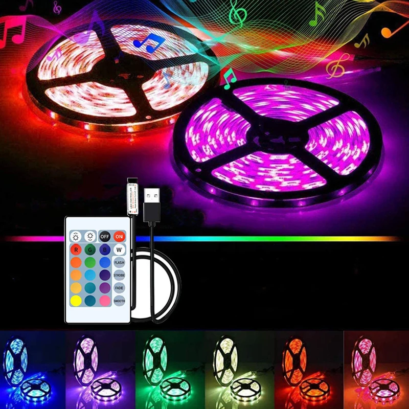 1M LED Lights StripS USB Infrared Control Control Light Strip Decoration Set 5V Soft Light Strip RGB Light Bar_voghion.com