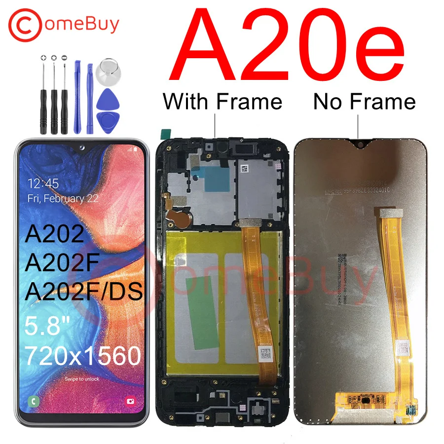 

For SAMSUNG Galaxy A20e LCD Display Touch Screen With Frame A202 A202F A202F/DS SM-A202F/DS For SAMSUNG A20e LCD Screen