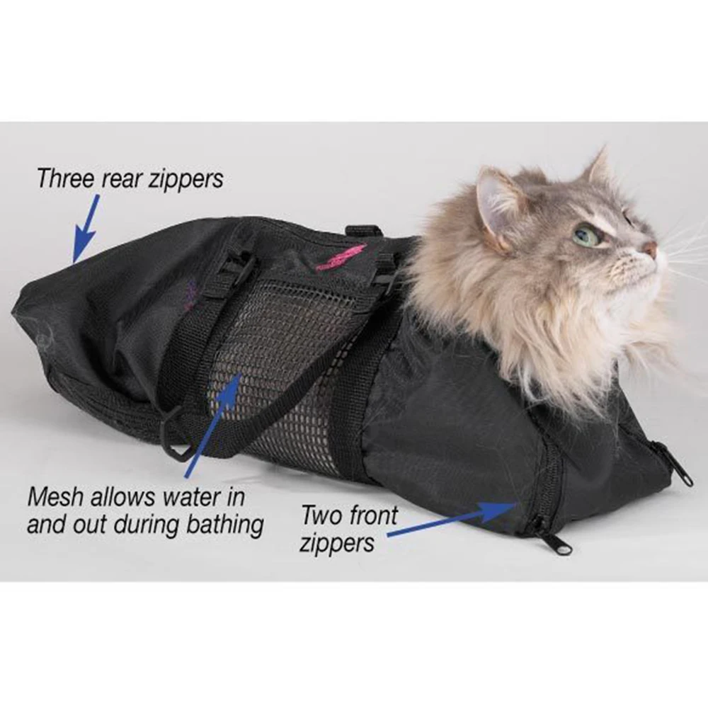 Adjustable Mesh Cat Grooming Bath Bag Cats Washing Carrier Bags Pet Cat Bathing Restraint Bag Pet Cat Dog Grooming Tool