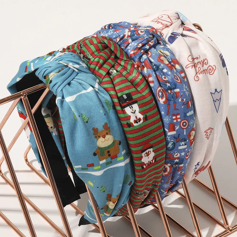 

Завязанная повязка на волосы; Ткань с большим бантом сбоку повязка на голову пресс Hairhoop ободок для девушки и женщины, женская с принтом Рождественский подарок женские аксессуары для волос