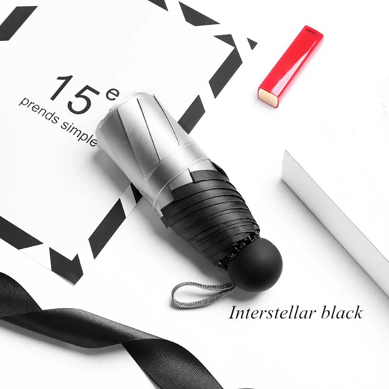 PALONY Pocket five fold mini umbrella silver glue sun protection uv protection windproof women's colorful folding mini umbrella