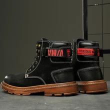 Мужские высокие зимние ботинки высокого качества ботинки на шнуровке кожаная мужская повседневная обувь модные однотонные мужские ботинки больших размеров 38-48