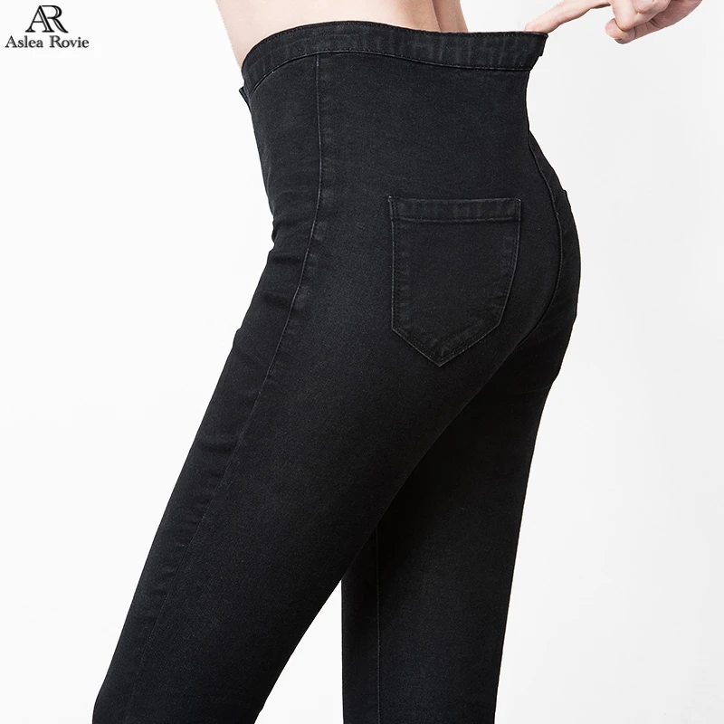 Женские джинсы размера плюс, Стрейчевые обтягивающие брюки с высокой талией черного и синего цвета, модель 6XL, 2019|Джинсы|   | АлиЭкспресс