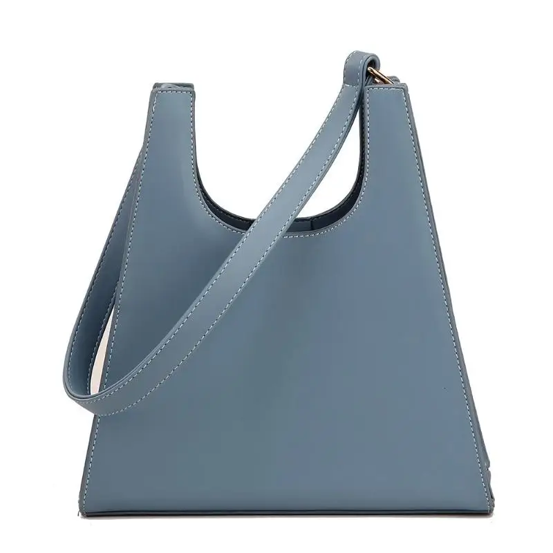 Ретро женская кожаная сумка, чистый цвет, сумка на плечо, элегантная сумка для покупок, сумка из искусственной кожи, Ретро стиль, повседневная сумка с верхней ручкой, сумка-тоут - Цвет: Синий