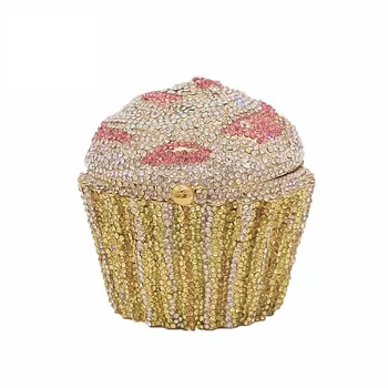 

Luxury Bling Wedding Party Purse Ladies Cupcake Crystal Clutch Bag