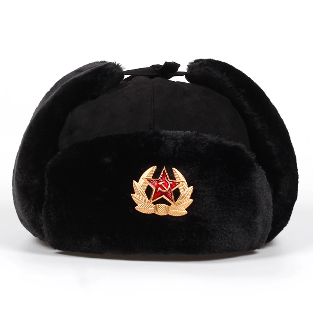 Мужской, женский, армейский, советский значок, для туризма, для России, теплый ветрозащитный наушник, винтажный зимний Траппер, зимние шапки, уличная военная шапка-бомбер