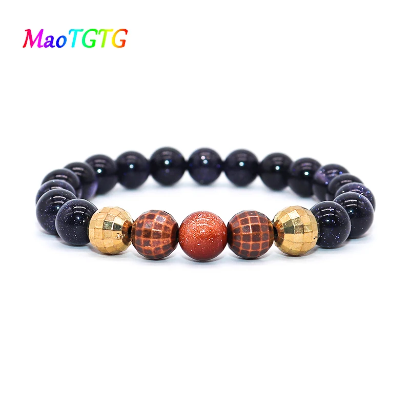 

8mm Natural Golden Sand Stone Bracelet For Women Men Handmade Couples Pulsera Hombre Creative Gifts