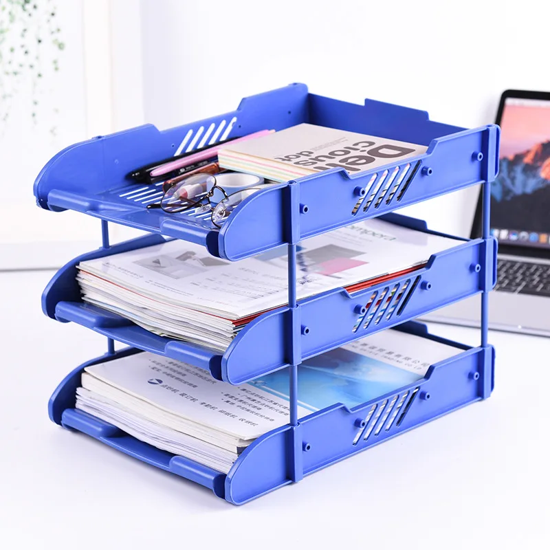 

Positive Color Three Layer Horizontal File Holder Multilayer File Disk File Tray Office Storage Plastic Metal Storage Rack Whole