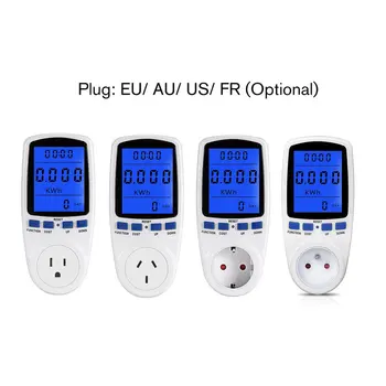 

Power Meters Digital Wattmeter Energy Meter Watt Monitor Electricity Cost Measuring Socket Analyzer-Blue Light