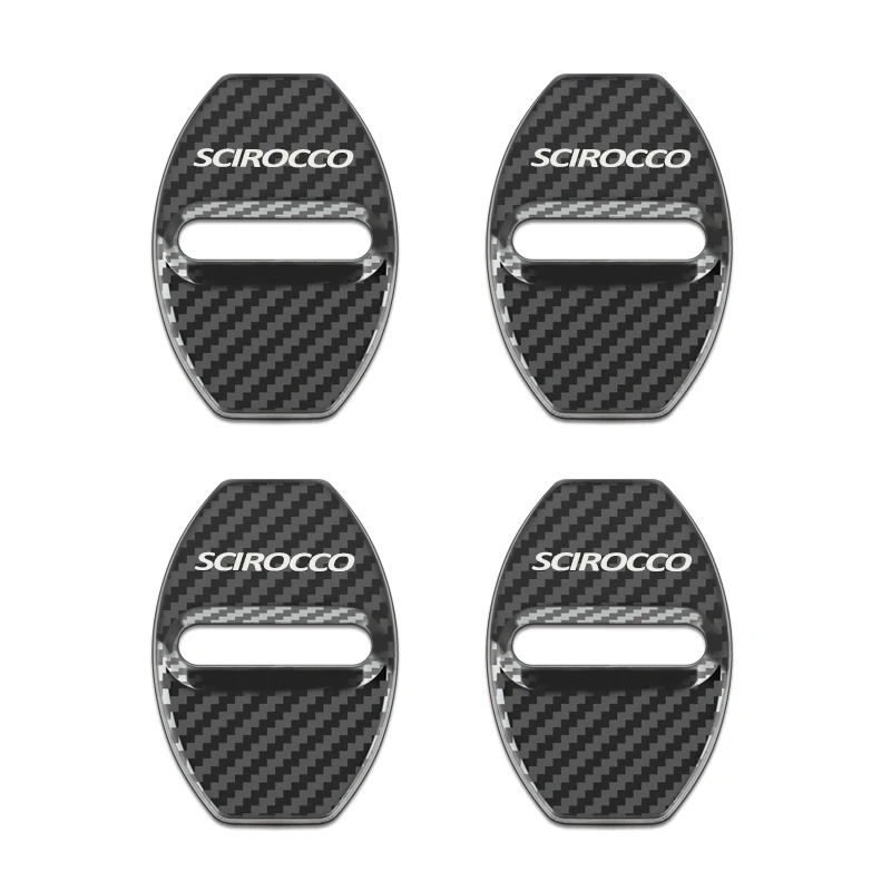 Carbon fiber 4 шт. авто защита для дверного замка Крышка для Volkswagen VW Polo Scirocco CC GOLF 6 7 Tiguan аксессуары - Цвет: Carbon fiber