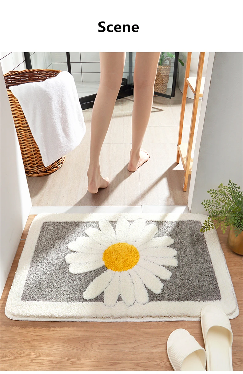 Daisy Floral Anti Slip tapete de banho,