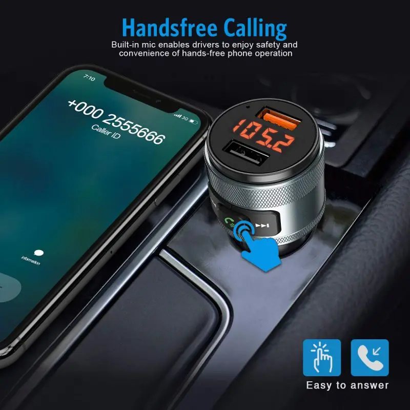 1 шт. автомобильный Bluetooth fm-передатчик QC3.0 беспроводной Bluetooth fm-радио адаптер музыкальный плеер fm-передатчик/автомобильный комплект