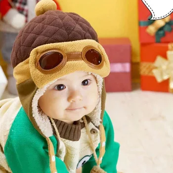 

New Arrive Toddler Fashion Children Hat For Girls Winter Baby pilot Hat For Boys Hats Warm Plush Baby Cap For Girls Cap