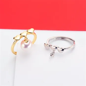 

Real S925 Sterling silver Adjustable Blank Ring Base Fit Half hole Beads DIY Ring Jewelry Findings Making