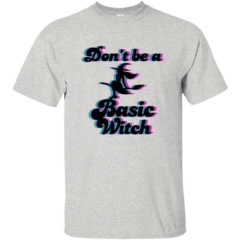 Men-Gray Забавная популярная Повседневная футболка Dont Be A Basic Witch Kawaii армейский зеленый Мужская футболка против морщин большой размер S~ 5xl хип-хоп топы - Цвет: Men-Gray