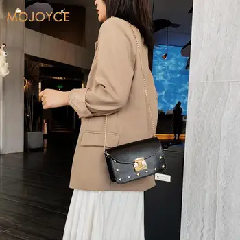 

Rivet Women Flap Fashion Casual Leather Shoulder Bags Lady Crossbody Messenger Bag PU Leather Chain Purse Shoulder Handbag