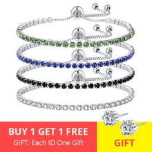 LicLiz,, модный,, циркониевый, зеленый, синий, черный, прозрачный, Хрустальный Теннисный браслет для женщин, CZ, коробка, цепочка, браслет, ювелирное изделие, LUB0124