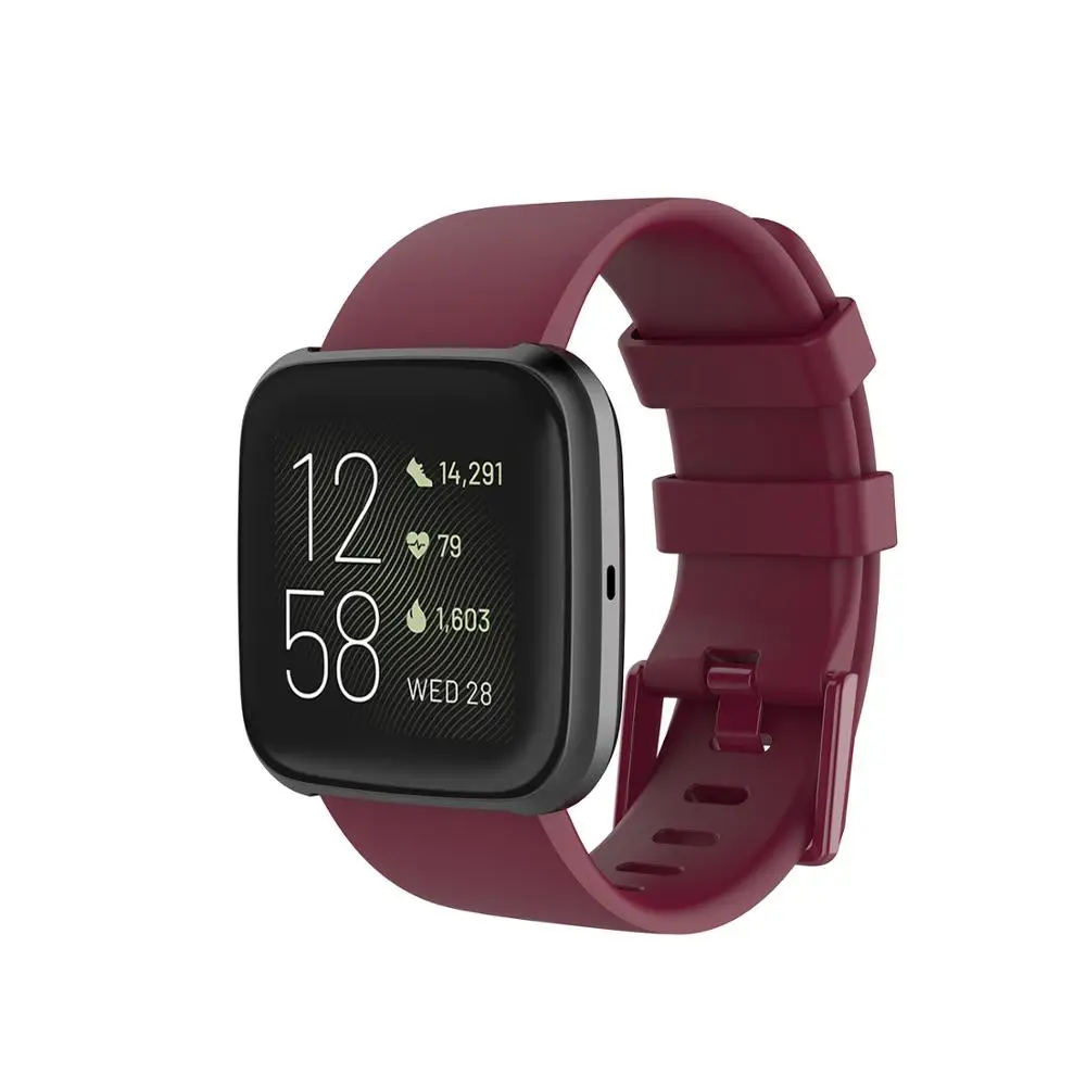 Ремешок для смарт-часов для Fitbit Versa 2/Versa Lite ремешок из мягкого силикона сменный цветной браслет Correa для Versa - Цвет: Wine Red