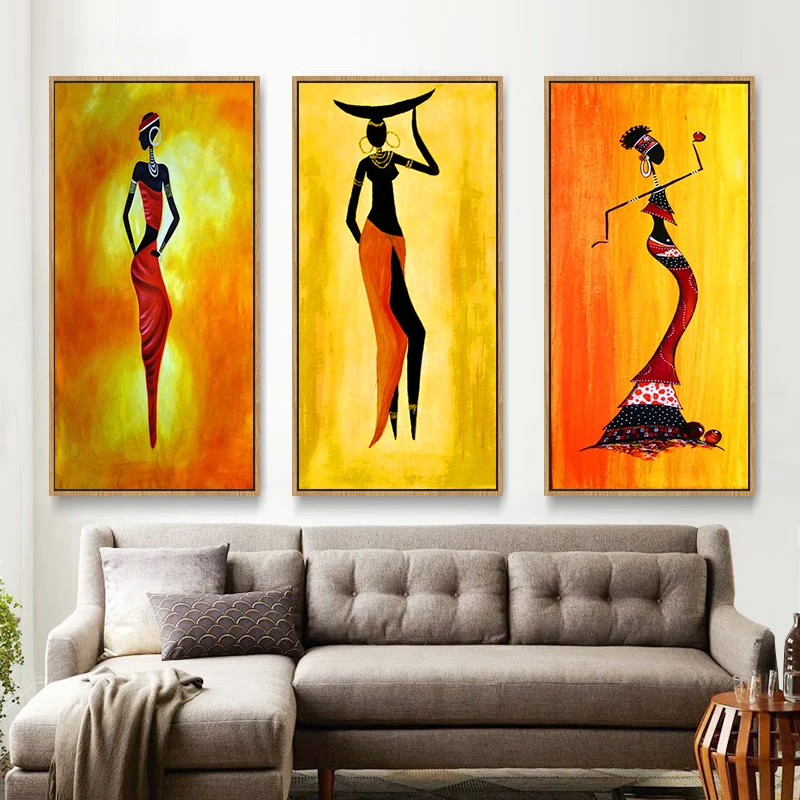 

Abstract African Woman Scandinavian Oil Painting on Canvas Posters and Prints Cuadros Wall Art Pictures For Living Room