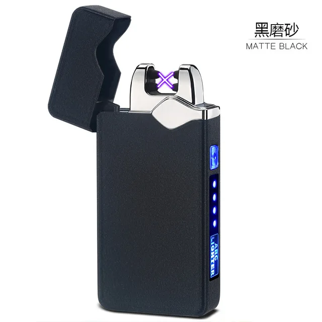 Электрическая зажигалка с подключением к USB Finger print Touch Fire Plasma двойная дуга Зажигалка Ветрозащитная металлическая зажигалка для сигарет подарок для мужчин Прямая поставка - Цвет: 315 matte black
