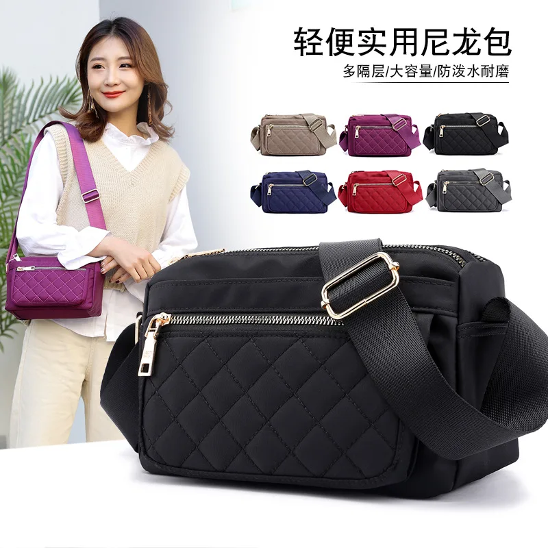 

Nylon Cloth WOMEN'S Bag 2019 Spring New Style Korean-style Multi-Level Crossbody Bag Waterproof Light Spiraea Ling