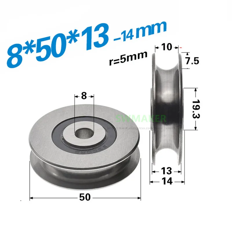 Groove Metal Pulley Bearings Wheel 10x73x11mm for Wire Rope Hanging 