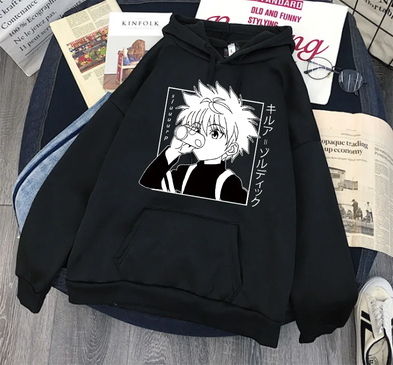 Милые мужские толстовки с капюшоном Hunter X Мужские Женские пуловеры свитшоты Killua