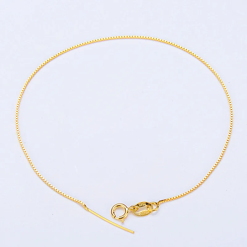

925 Sterling Silver Square Pearl Chain Necklace DIY Jewelry Box Chain for Hand-made Women Women Bead Link Chains Accessories
