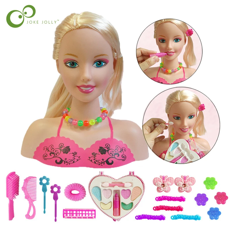 Half Body Makeup Hairstyle Doll Mannequin Head Pretend Play Toys Girls Gift Play