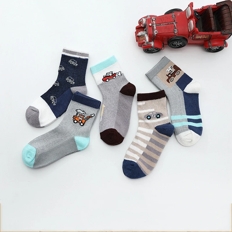 New Spring Summer Children Socks Mesh breathable Car Style Cotton Boys Socks Kids 5 pairs/lot 3-15 Years kids socks