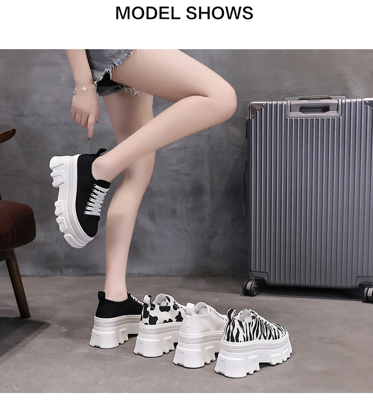 White Chunky Sneakers Women Casual Canvas Vulcanized Shoes Fashion Thick Sole Sport Platform Shoes Women Basket Femme Zapatillas