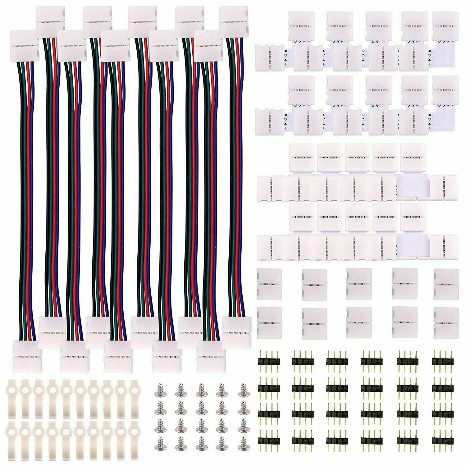 RGB 3528 5050 4Pin светодиодный светильник комплект лент-коннекторов PCB ленточный кабель PCB зажим-адаптер, предоставляет Большинство деталей для DIY - Цвет: 5050 10mm 60pcs