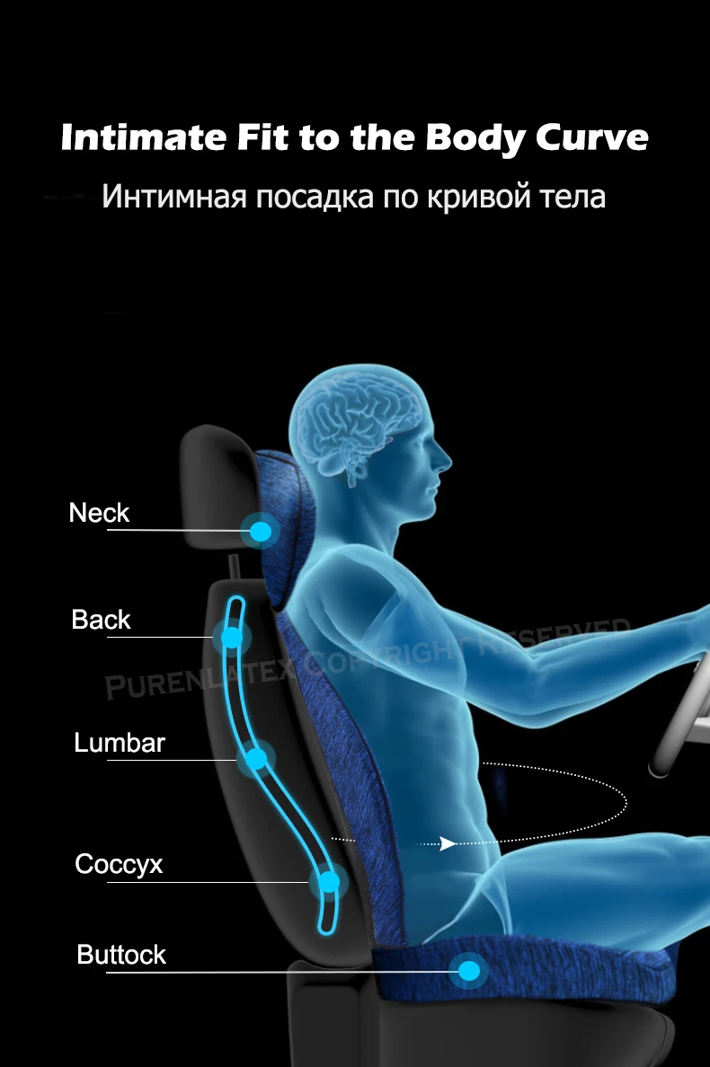 Purenlatex авто подушка для сидения Ортопедическая подушка с эффектом памяти для офисного автомобиля подушка и копчик подушка для радикуляции и боли в спине