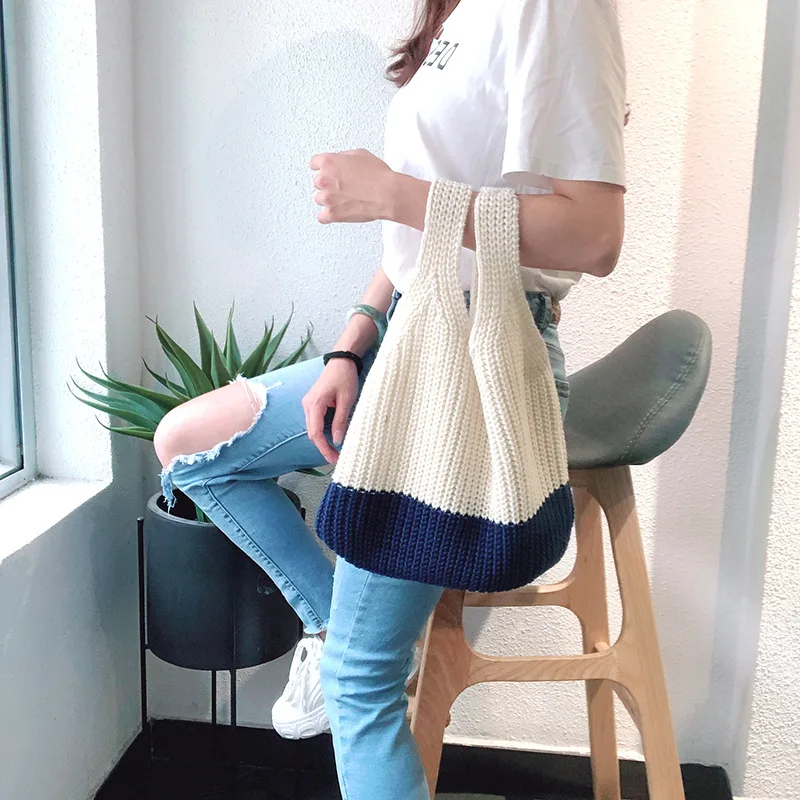

2020 new autumn fashion wool bag women lazy knitting bag large capacity ladies shoulder bag