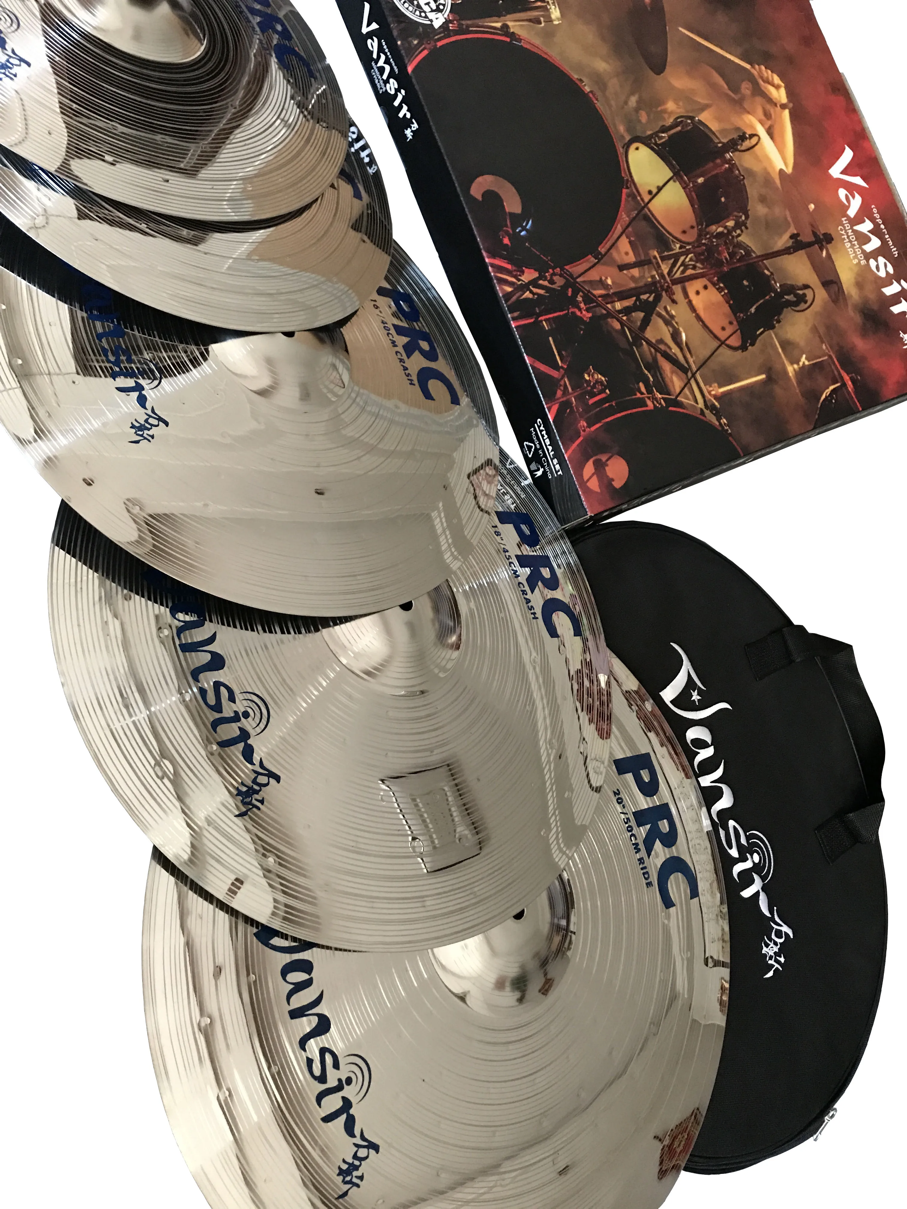 Drum Cymbal Kit Vansir Polishing Alloy Cymbals 14''HH + 16''Crash + 18''Crash + 20''Ride