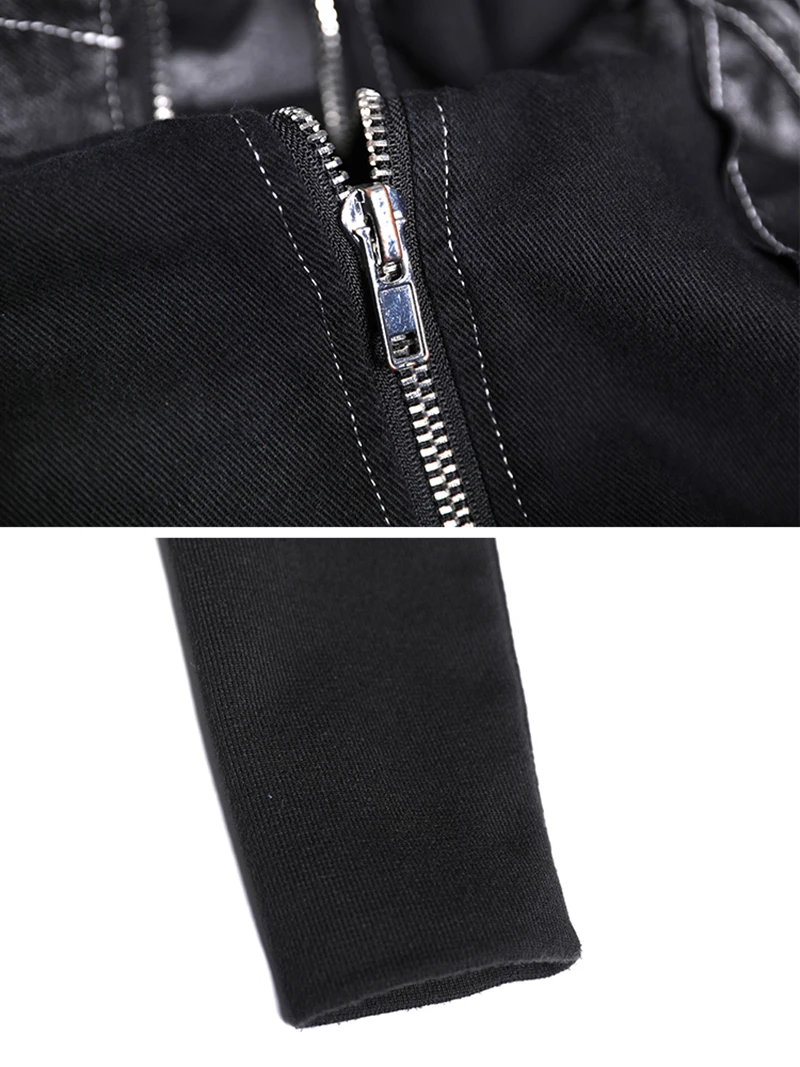 [EAM] Loose Fit Black Denim Split Big Size Jacket New Hooded Long Sleeve Women Coat Fashion Tide Autumn Winter 1K346